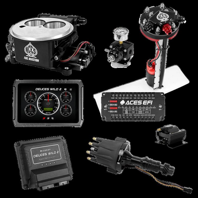 Complete Deuces Wild 2 EFI Conversion Kit for 2300-Flange Intake Manifolds [Black]