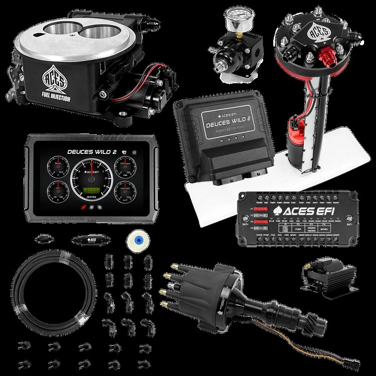 Complete Deuces Wild 2 EFI Conversion Kit for 2300-Flange Intake Manifolds [Black]