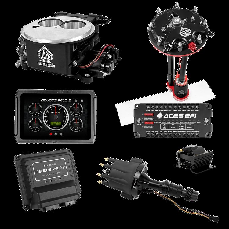 Complete Deuces Wild 2 EFI Conversion Kit for 2300-Flange Intake Manifolds [Black]