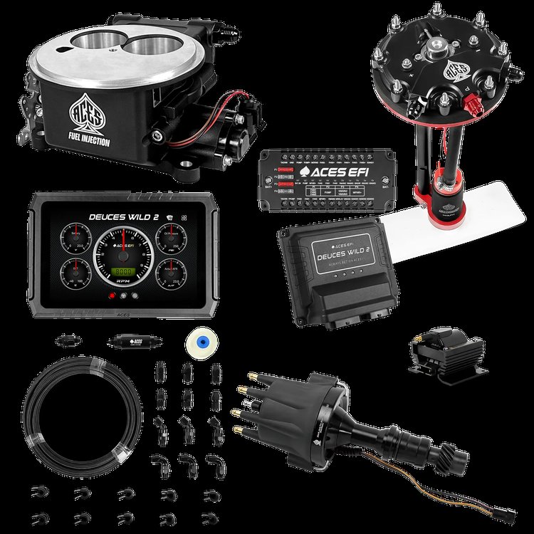 Complete Deuces Wild 2 EFI Conversion Kit for 2300-Flange Intake Manifolds [Black]