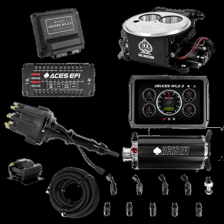 Complete Deuces Wild 2 EFI Conversion Kit for 2300-Flange Intake Manifolds [Black]
