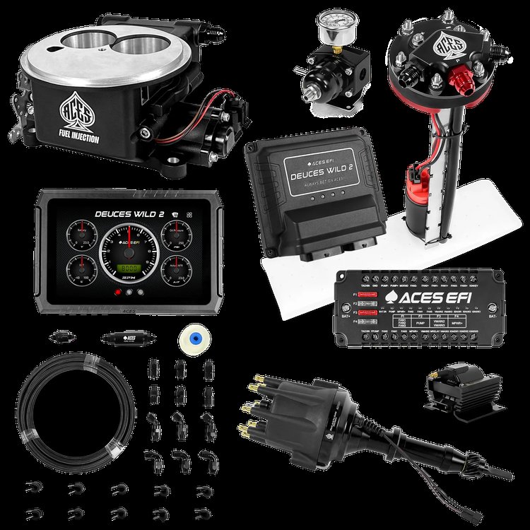 Complete Deuces Wild 2 EFI Conversion Kit for 2300-Flange Intake Manifolds [Black]