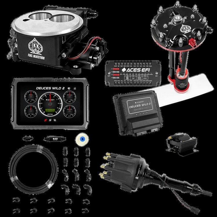 Complete Deuces Wild 2 EFI Conversion Kit for 2300-Flange Intake Manifolds [Black]