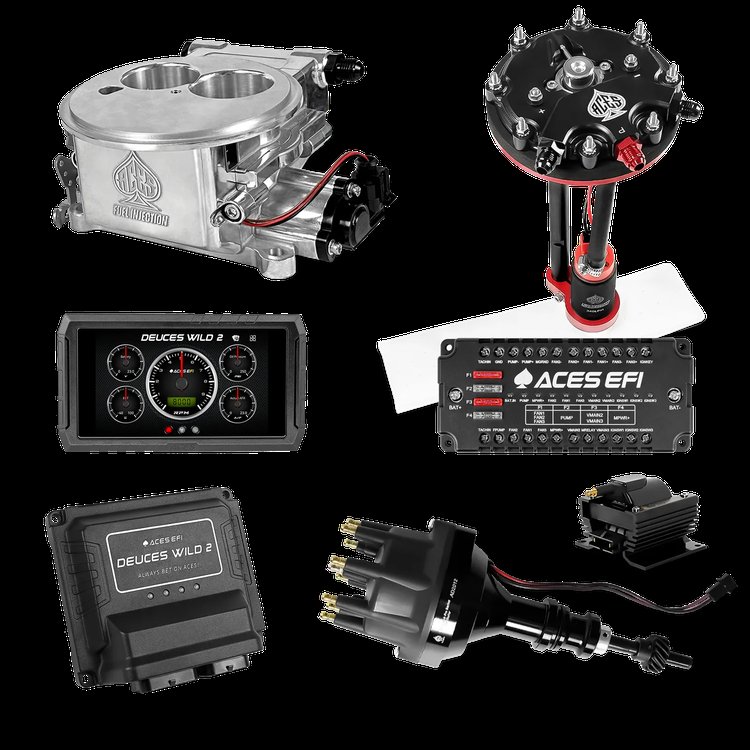 Complete Deuces Wild 2 EFI Conversion Kit for 2300-Flange Intake Manifolds [Polished]