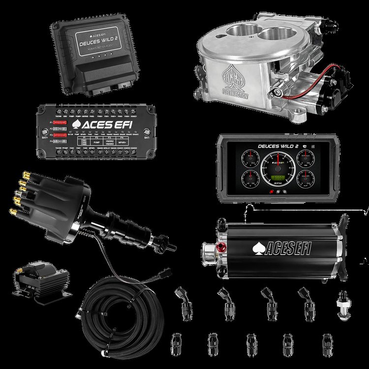 Complete Deuces Wild 2 EFI Conversion Kit for 2300-Flange Intake Manifolds [Polished]