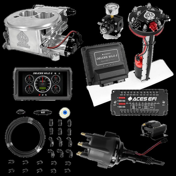 Complete Deuces Wild 2 EFI Conversion Kit for 2300-Flange Intake Manifolds [Polished]
