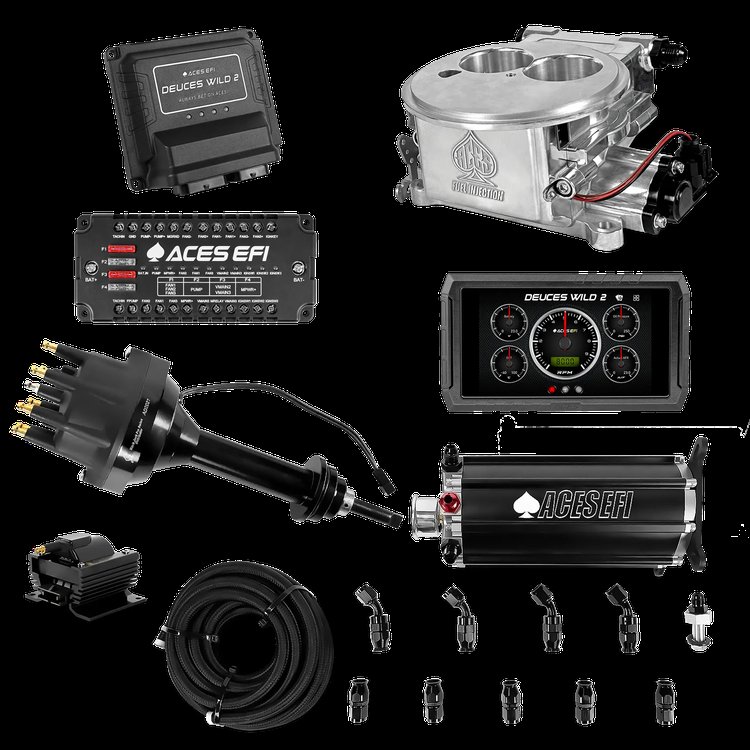 Complete Deuces Wild 2 EFI Conversion Kit for 2300-Flange Intake Manifolds [Polished]