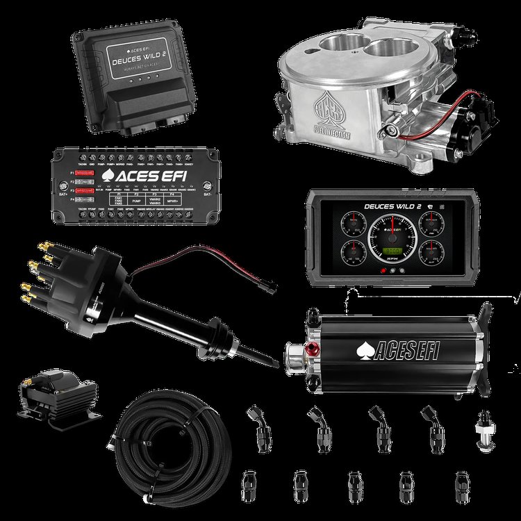 Complete Deuces Wild 2 EFI Conversion Kit for 2300-Flange Intake Manifolds [Polished]