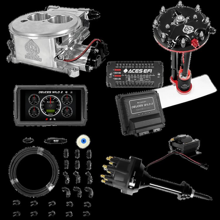 Complete Deuces Wild 2 EFI Conversion Kit for 2300-Flange Intake Manifolds [Polished]
