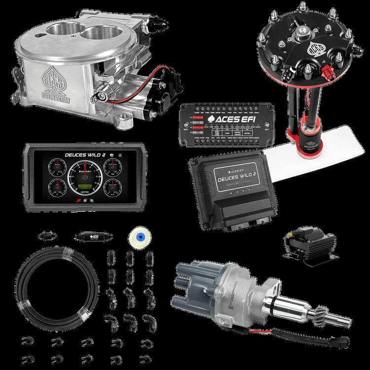 Complete Deuces Wild 2 EFI Conversion Kit for 2300-Flange Intake Manifolds [Polished]