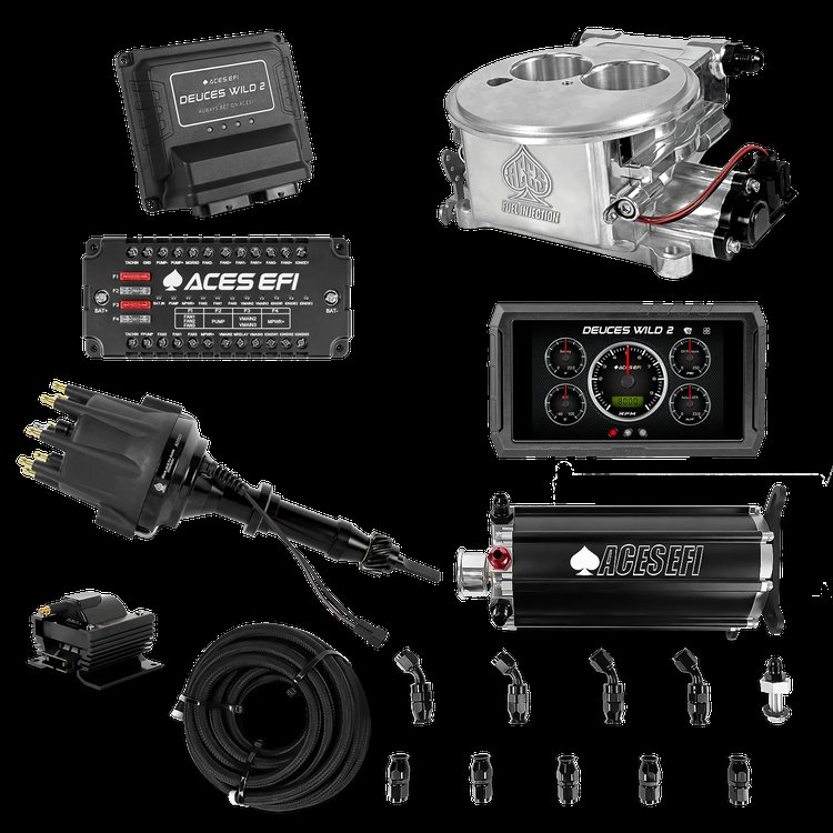Complete Deuces Wild 2 EFI Conversion Kit for 2300-Flange Intake Manifolds [Polished]