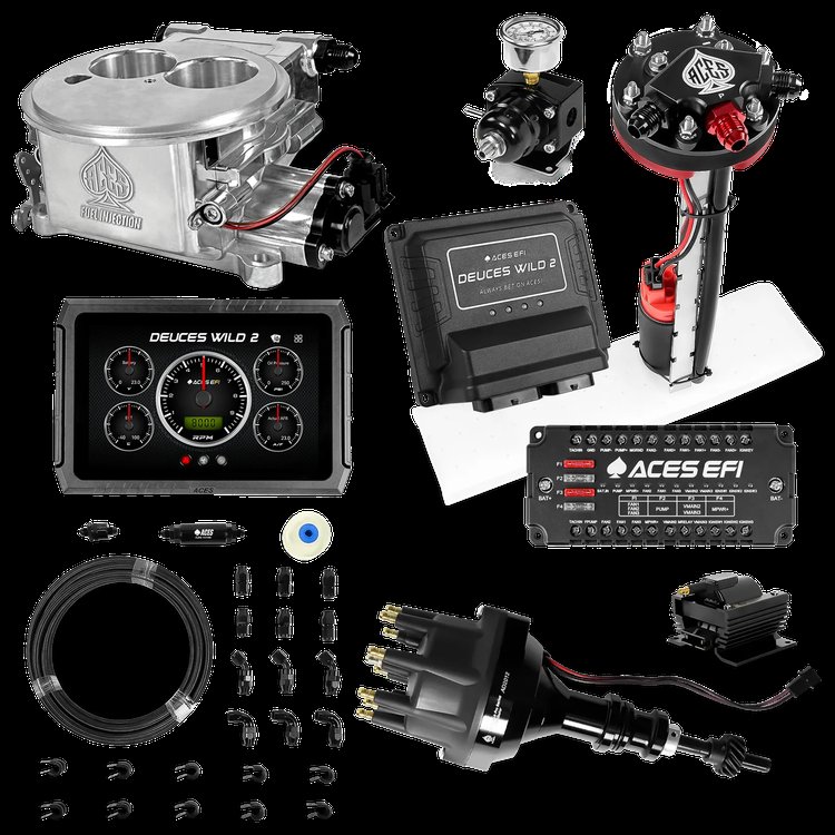 Complete Deuces Wild 2 EFI Conversion Kit for 2300-Flange Intake Manifolds [Polished]