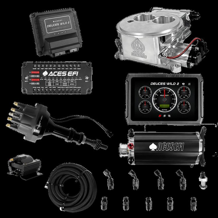 Complete Deuces Wild 2 EFI Conversion Kit for 2300-Flange Intake Manifolds [Polished]
