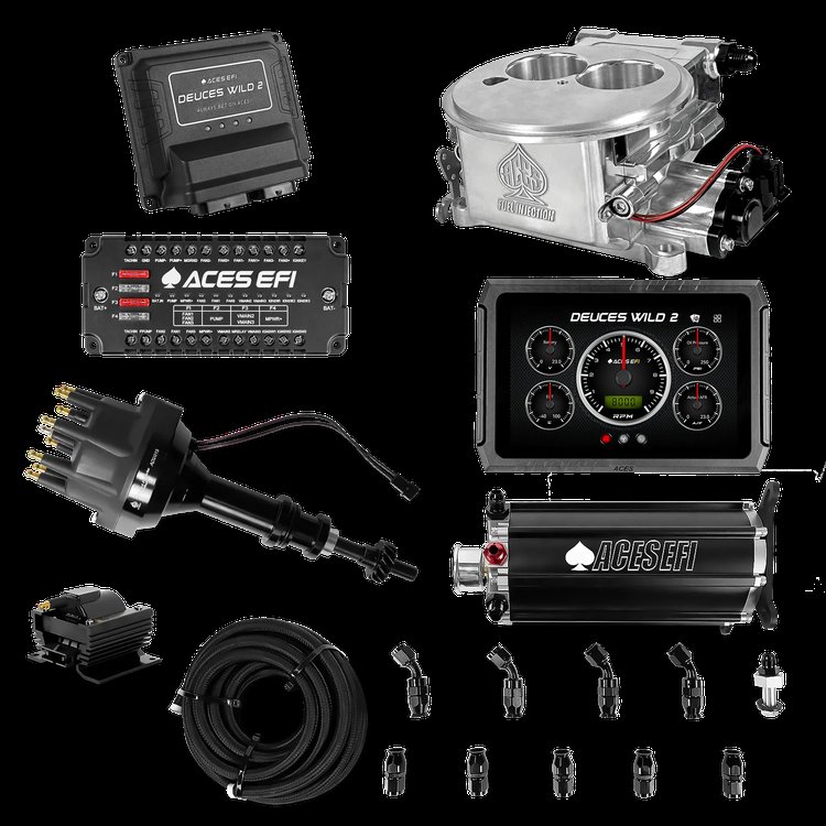 Complete Deuces Wild 2 EFI Conversion Kit for 2300-Flange Intake Manifolds [Polished]