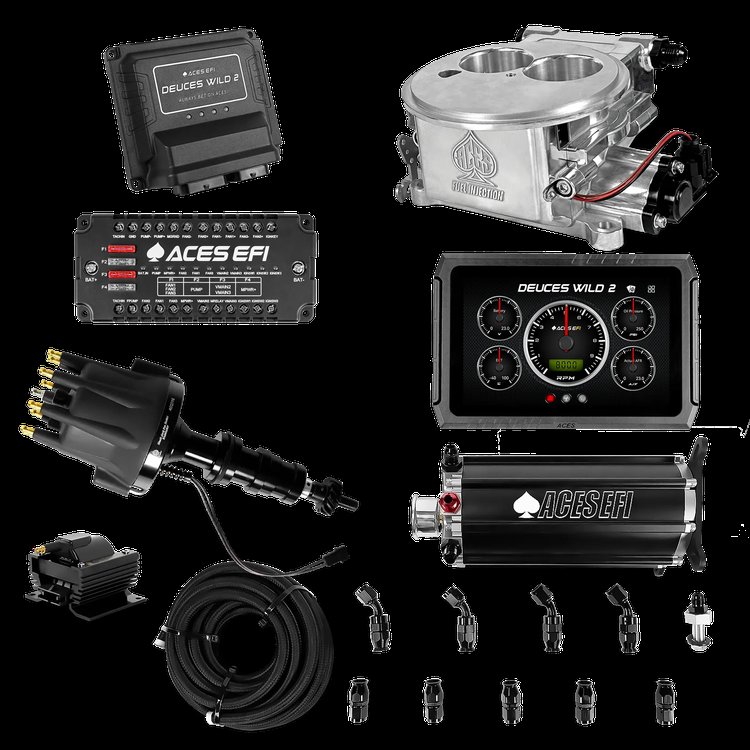 Complete Deuces Wild 2 EFI Conversion Kit for 2300-Flange Intake Manifolds [Polished]