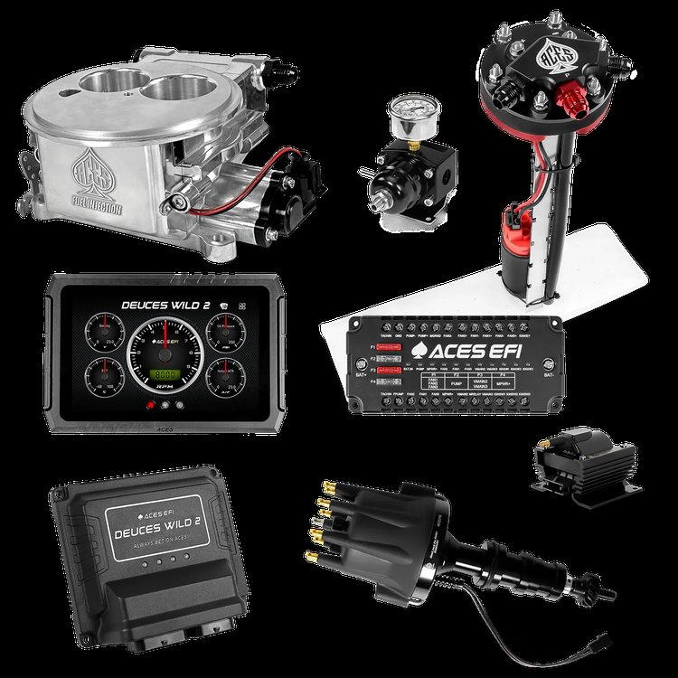 Complete Deuces Wild 2 EFI Conversion Kit for 2300-Flange Intake Manifolds [Polished]