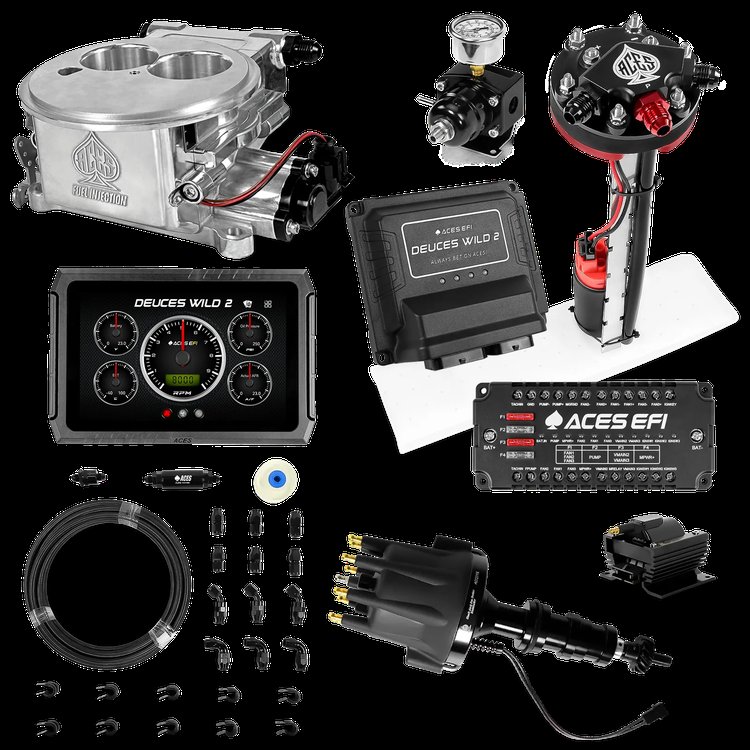 Complete Deuces Wild 2 EFI Conversion Kit for 2300-Flange Intake Manifolds [Polished]