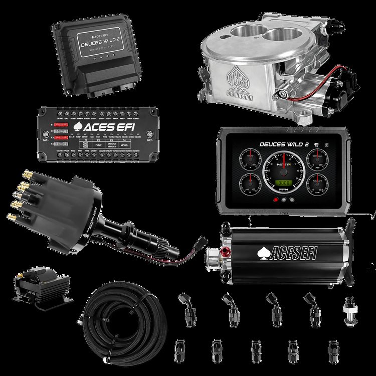 Complete Deuces Wild 2 EFI Conversion Kit for 2300-Flange Intake Manifolds [Polished]