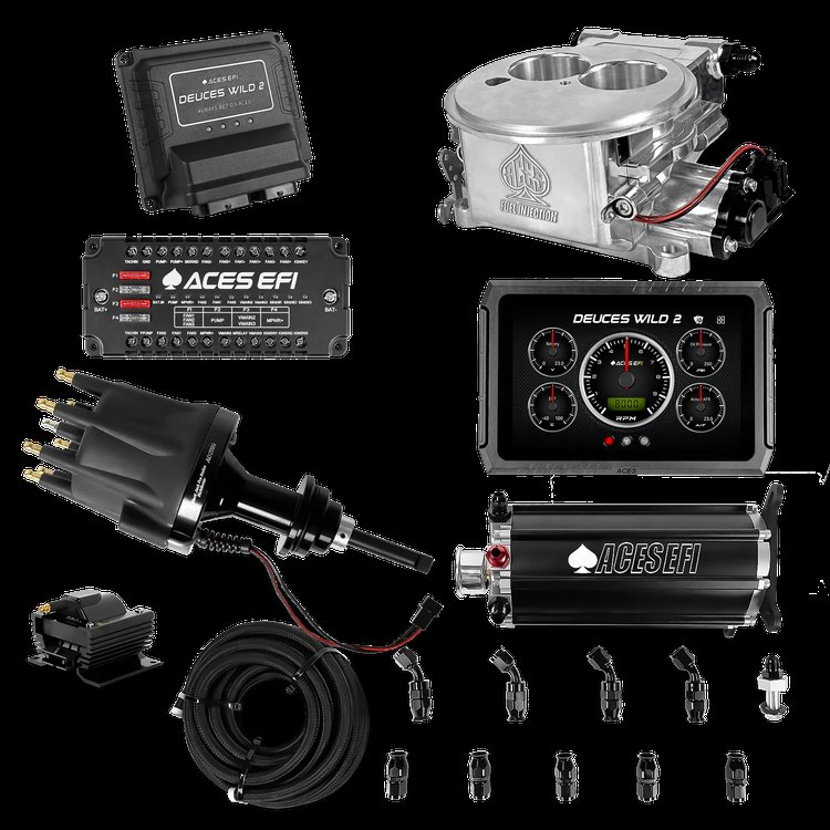 Complete Deuces Wild 2 EFI Conversion Kit for 2300-Flange Intake Manifolds [Polished]