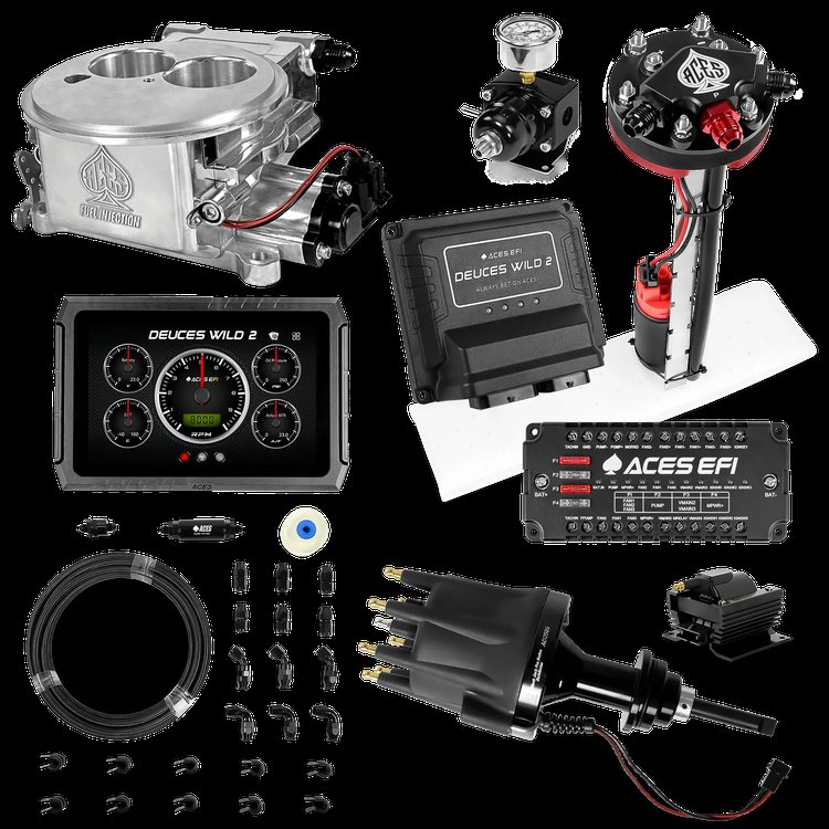 Complete Deuces Wild 2 EFI Conversion Kit for 2300-Flange Intake Manifolds [Polished]