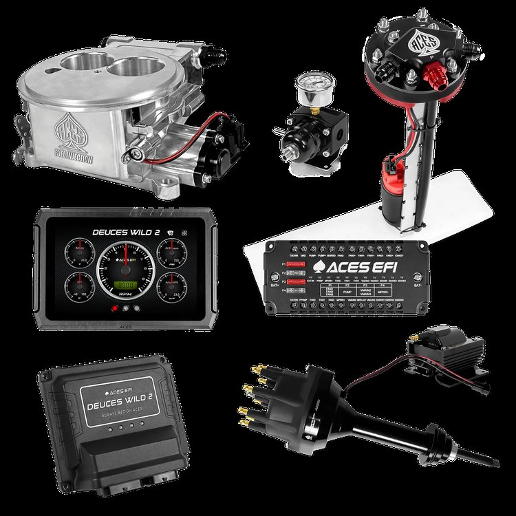 Complete Deuces Wild 2 EFI Conversion Kit for 2300-Flange Intake Manifolds [Polished]