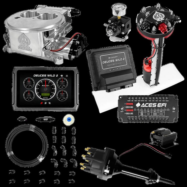 Complete Deuces Wild 2 EFI Conversion Kit for 2300-Flange Intake Manifolds [Polished]