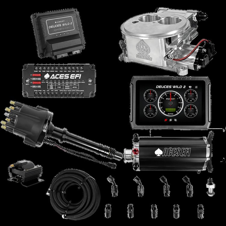 Complete Deuces Wild 2 EFI Conversion Kit for 2300-Flange Intake Manifolds [Polished]