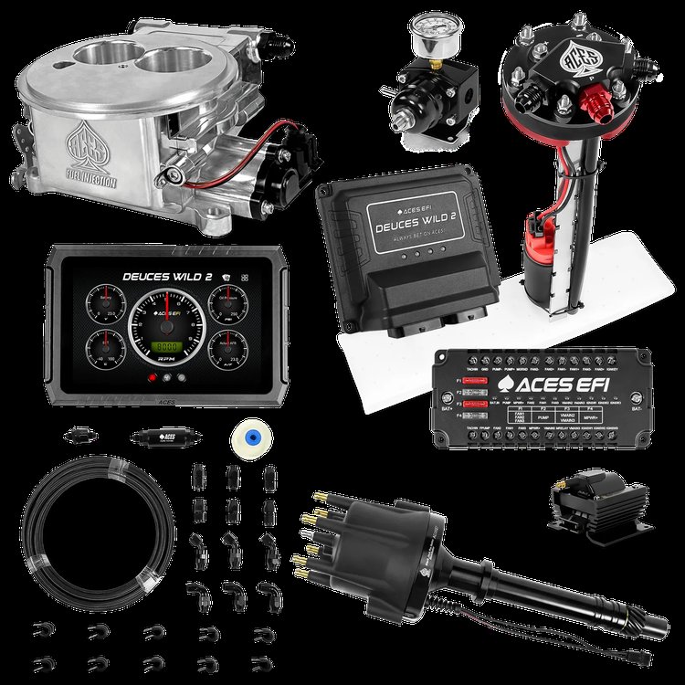 Complete Deuces Wild 2 EFI Conversion Kit for 2300-Flange Intake Manifolds [Polished]