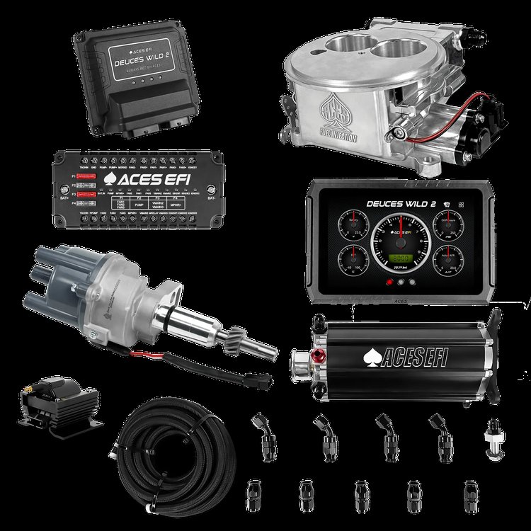 Complete Deuces Wild 2 EFI Conversion Kit for 2300-Flange Intake Manifolds [Polished]