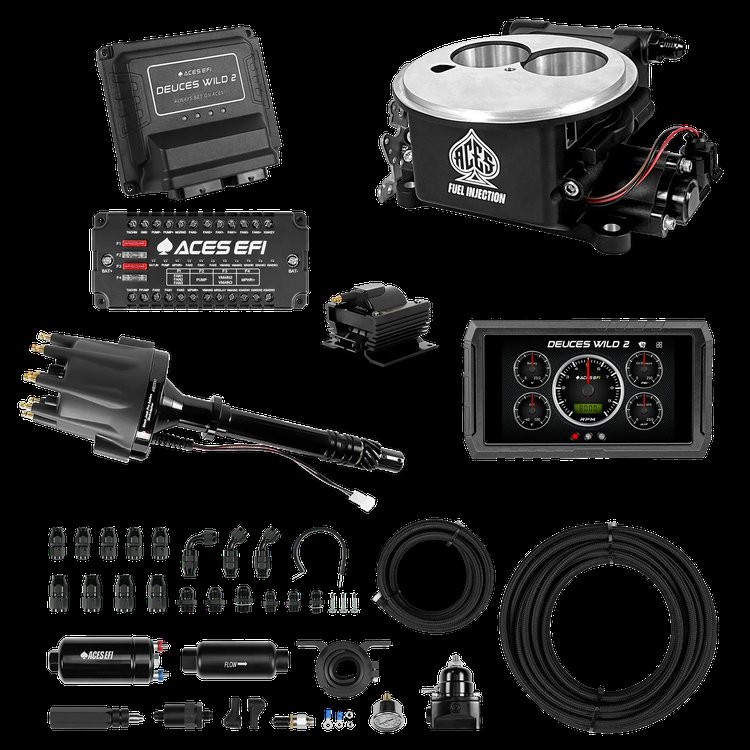 Complete Deuces Wild 2 EFI Conversion Kit for 2300-Flange Intake Manifolds [Black]
