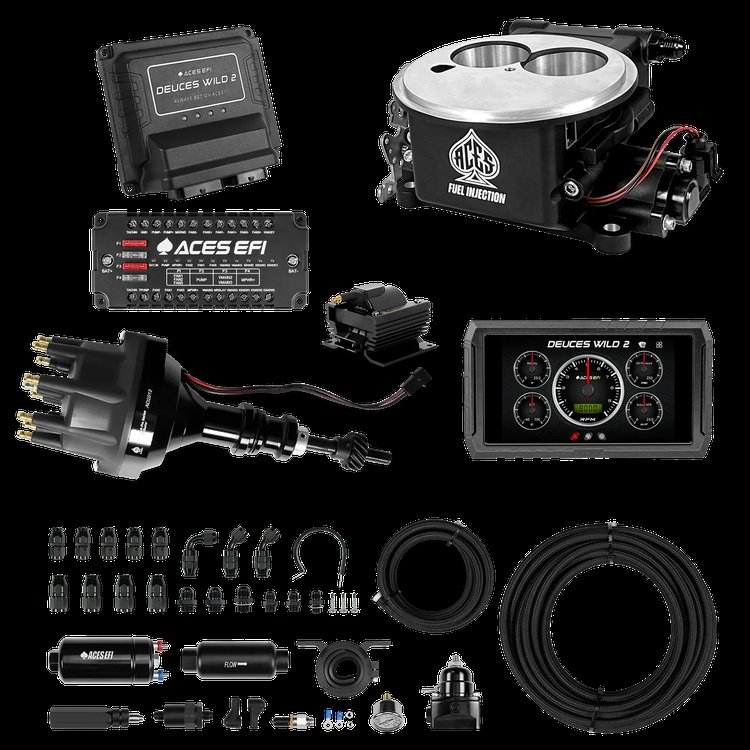 Complete Deuces Wild 2 EFI Conversion Kit for 2300-Flange Intake Manifolds [Black]