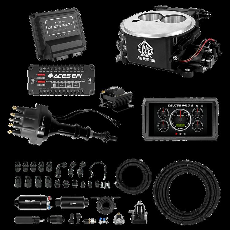 Complete Deuces Wild 2 EFI Conversion Kit for 2300-Flange Intake Manifolds [Black]