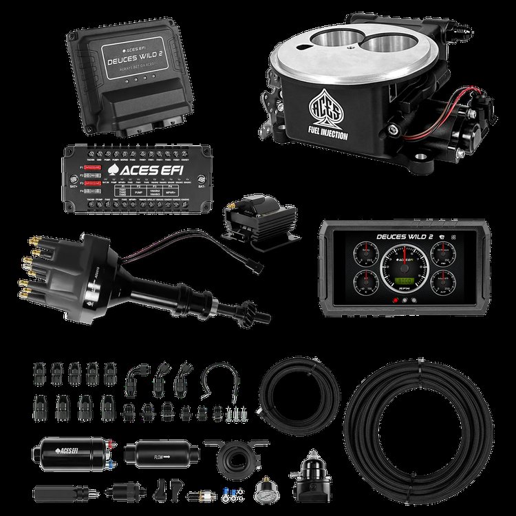 Complete Deuces Wild 2 EFI Conversion Kit for 2300-Flange Intake Manifolds [Black]