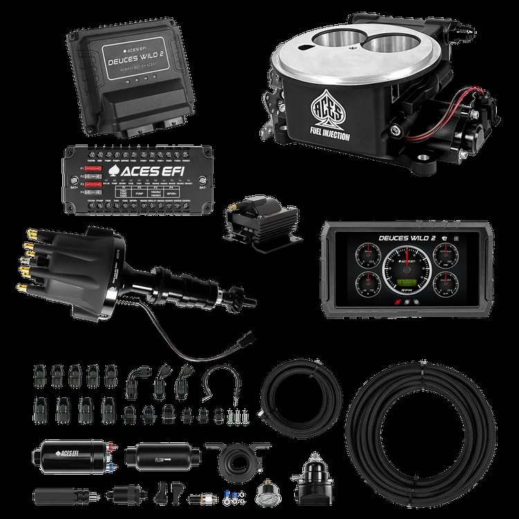 Complete Deuces Wild 2 EFI Conversion Kit for 2300-Flange Intake Manifolds [Black]
