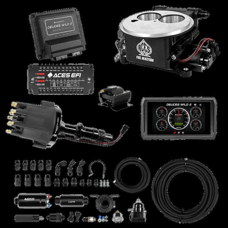 Complete Deuces Wild 2 EFI Conversion Kit for 2300-Flange Intake Manifolds [Black]