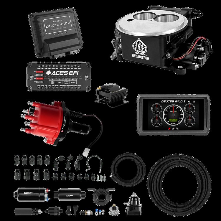 Complete Deuces Wild 2 EFI Conversion Kit for 2300-Flange Intake Manifolds [Black]