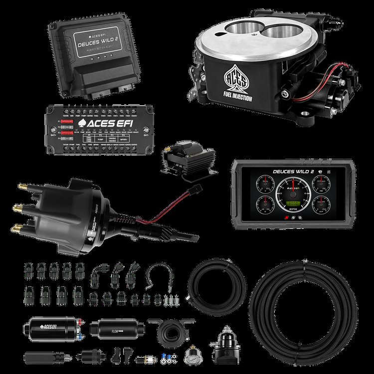 Complete Deuces Wild 2 EFI Conversion Kit for 2300-Flange Intake Manifolds [Black]