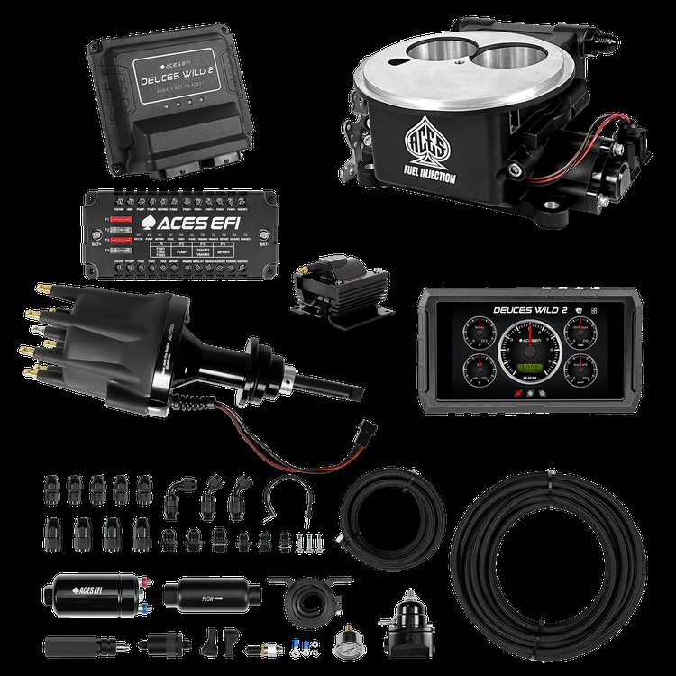 Complete Deuces Wild 2 EFI Conversion Kit for 2300-Flange Intake Manifolds [Black]