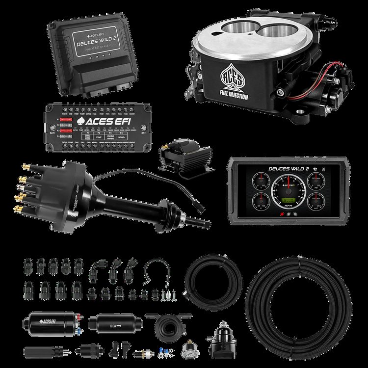 Complete Deuces Wild 2 EFI Conversion Kit for 2300-Flange Intake Manifolds [Black]