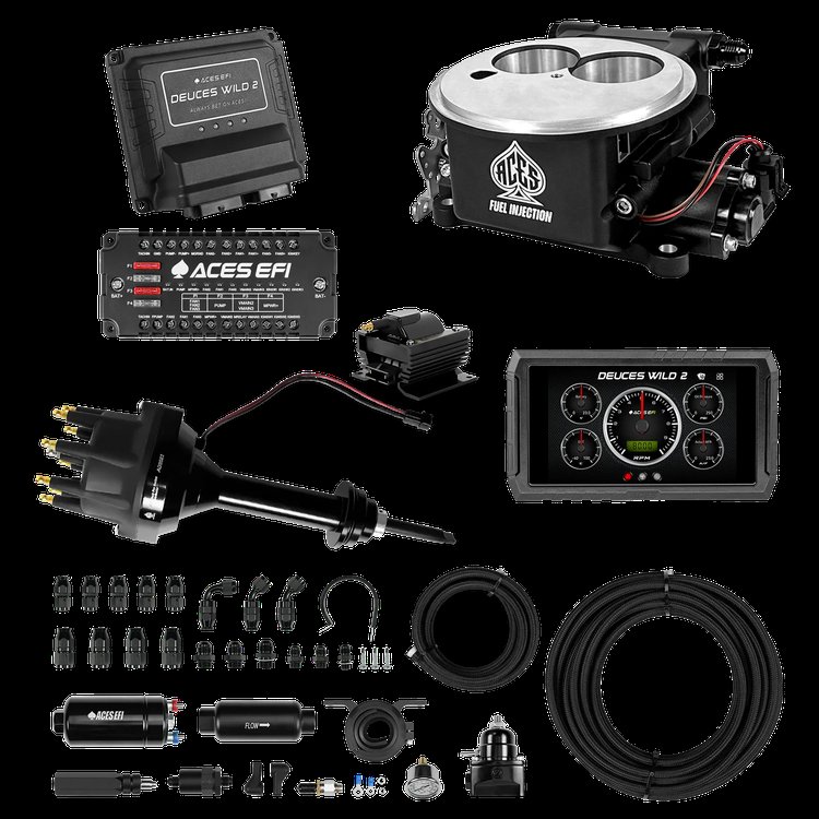 Complete Deuces Wild 2 EFI Conversion Kit for 2300-Flange Intake Manifolds [Black]