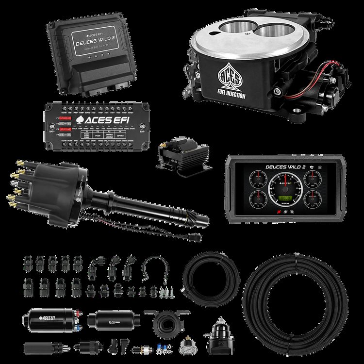 Complete Deuces Wild 2 EFI Conversion Kit for 2300-Flange Intake Manifolds [Black]