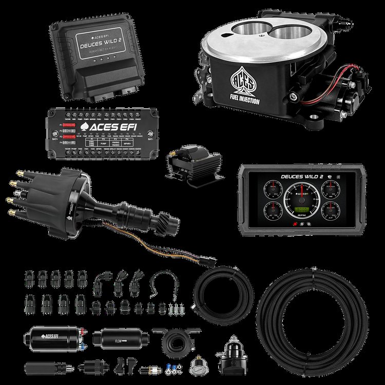 Complete Deuces Wild 2 EFI Conversion Kit for 2300-Flange Intake Manifolds [Black]