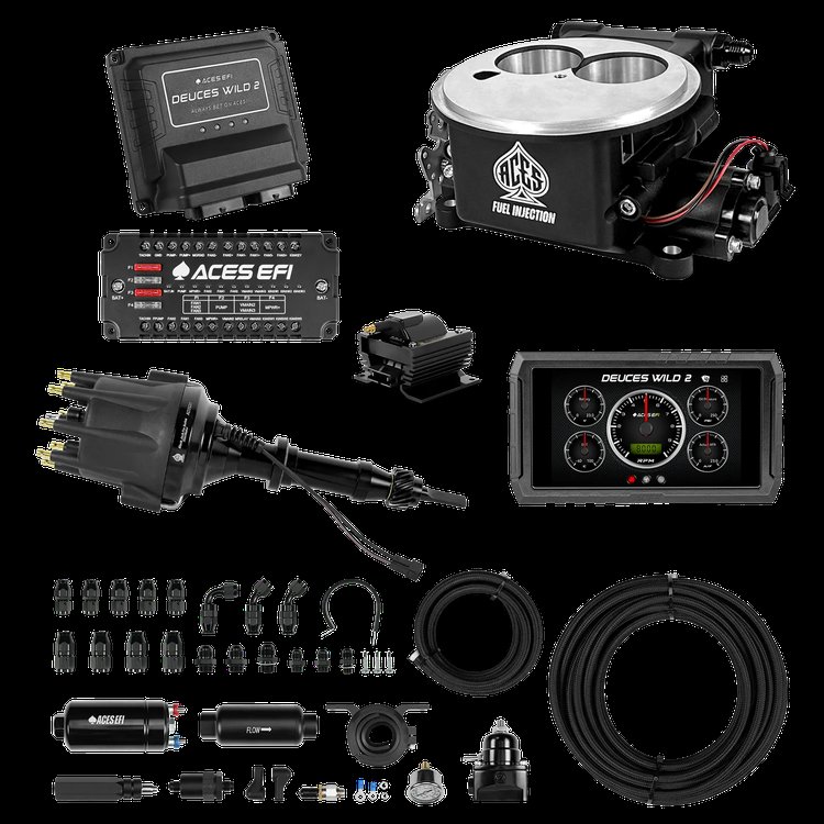 Complete Deuces Wild 2 EFI Conversion Kit for 2300-Flange Intake Manifolds [Black]