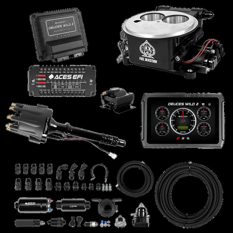 Complete Deuces Wild 2 EFI Conversion Kit for 2300-Flange Intake Manifolds [Black]