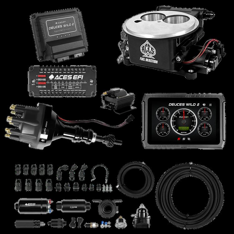 Complete Deuces Wild 2 EFI Conversion Kit for 2300-Flange Intake Manifolds [Black]