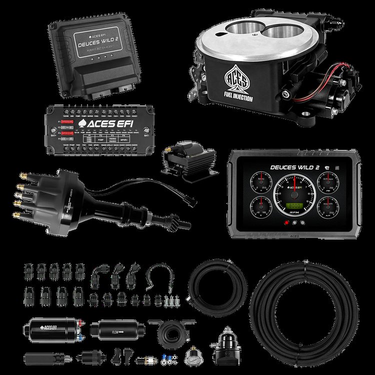 Complete Deuces Wild 2 EFI Conversion Kit for 2300-Flange Intake Manifolds [Black]