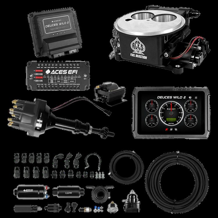 Complete Deuces Wild 2 EFI Conversion Kit for 2300-Flange Intake Manifolds [Black]