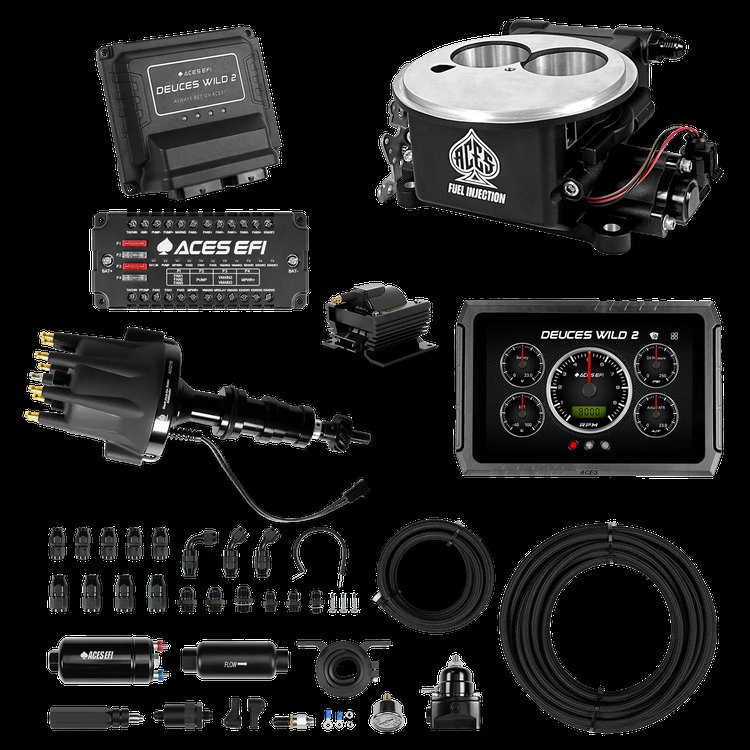 Complete Deuces Wild 2 EFI Conversion Kit for 2300-Flange Intake Manifolds [Black]