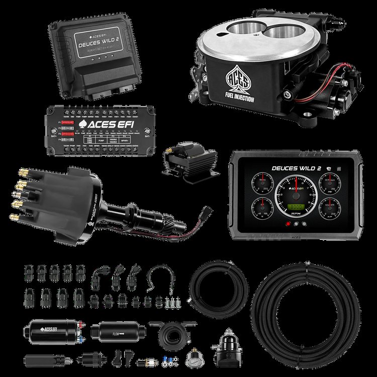 Complete Deuces Wild 2 EFI Conversion Kit for 2300-Flange Intake Manifolds [Black]