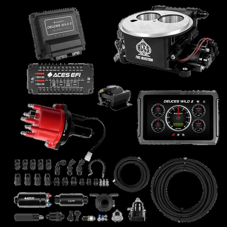 Complete Deuces Wild 2 EFI Conversion Kit for 2300-Flange Intake Manifolds [Black]